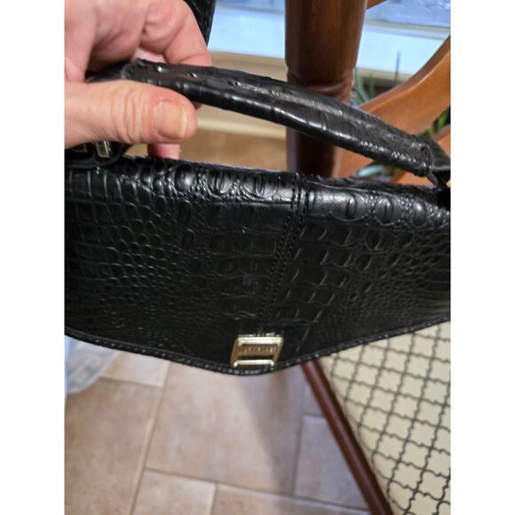 Marc Fisher Crocodile Embossed Black Handbag Long Strap Convertible Vegan Purse - Picture 2 of 6
